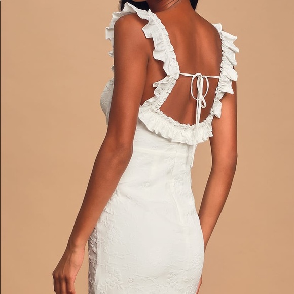 White Ruffle Strap Mini Dress - Picture 2 of 4